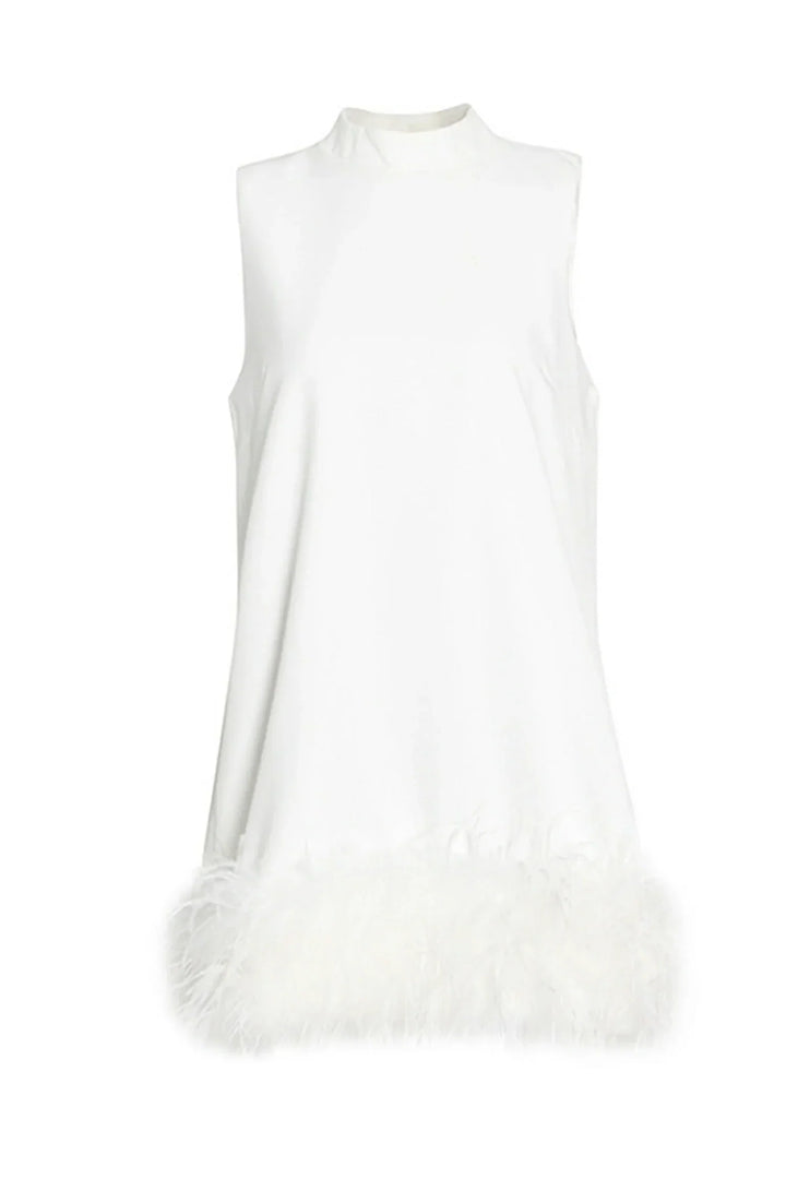 Adunma - A-Line Fur Hem Mini Dress