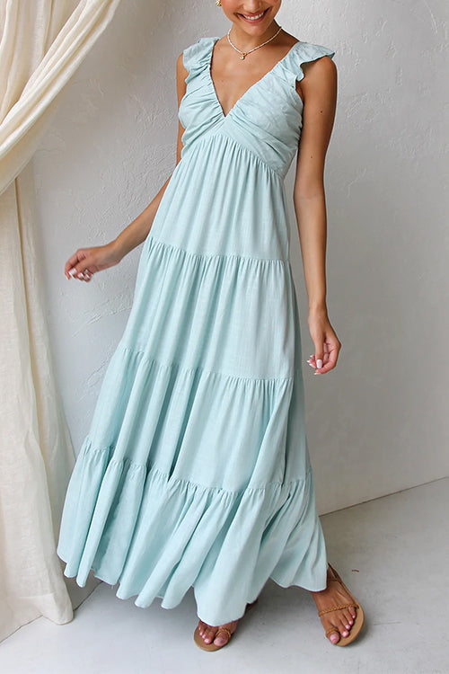 Juliet - V-neck maxi dress with ruffle