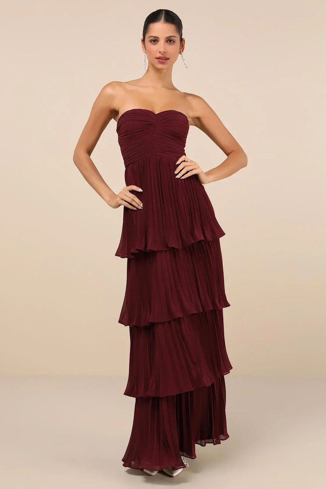 Velmara - Strapeless Layered Ruffle Maxi Dress