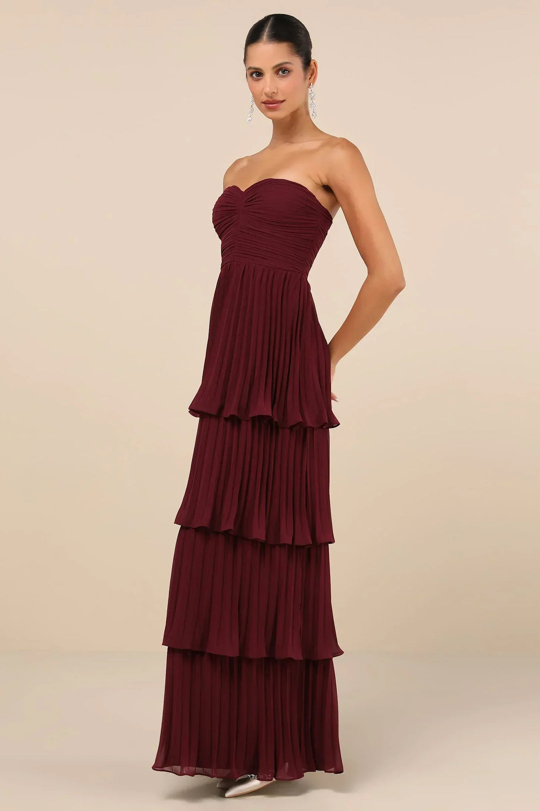 Velmara - Strapeless Layered Ruffle Maxi Dress