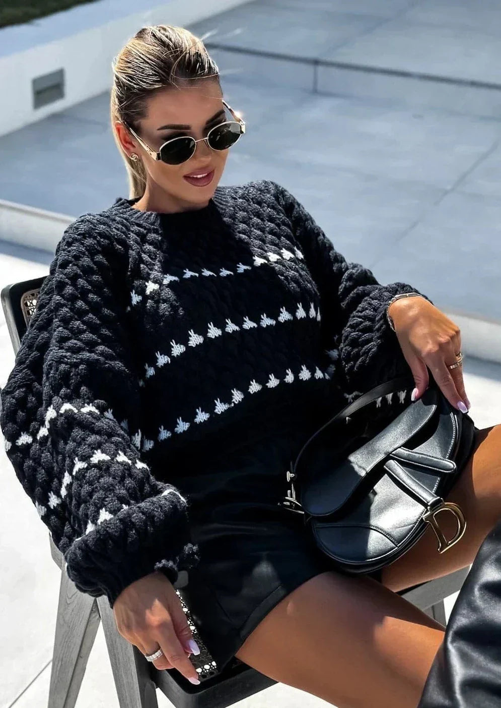 Soraya - Puff Sleeves Pull-Over Sweater