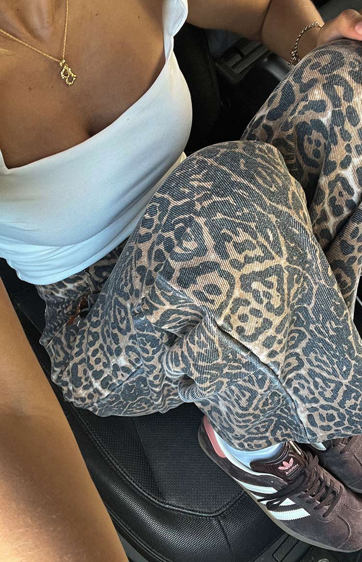 Serena - Leopard Print Straight Fit Jeans