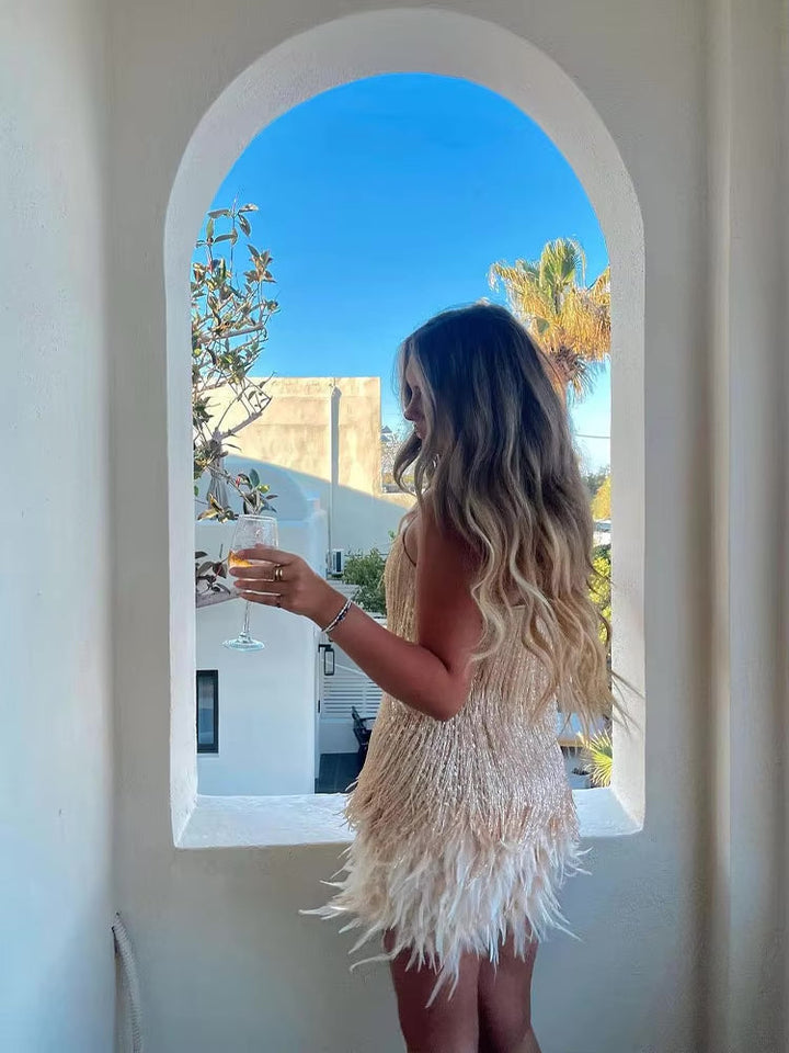 Brielle - Feather Mini Dress