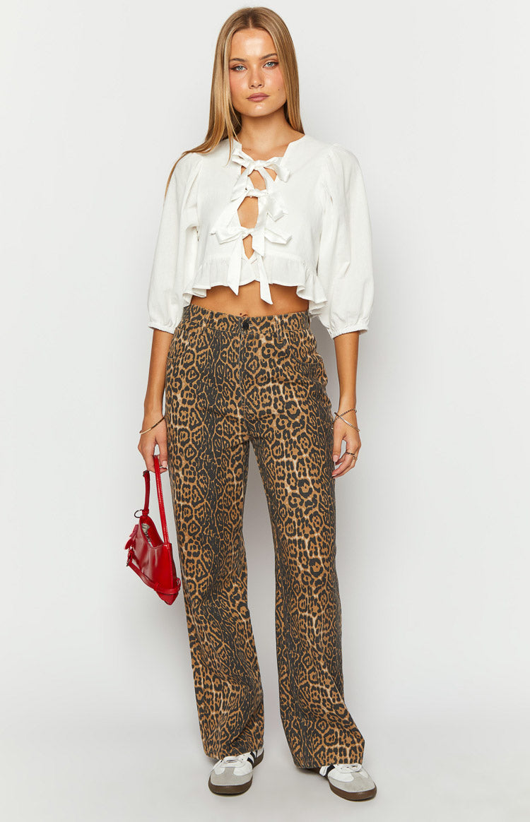 Serena - Leopard Print Straight Fit Jeans