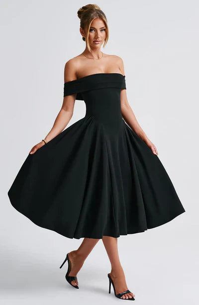 Tahlia - Off-Shoulder Pleated Midi Dress